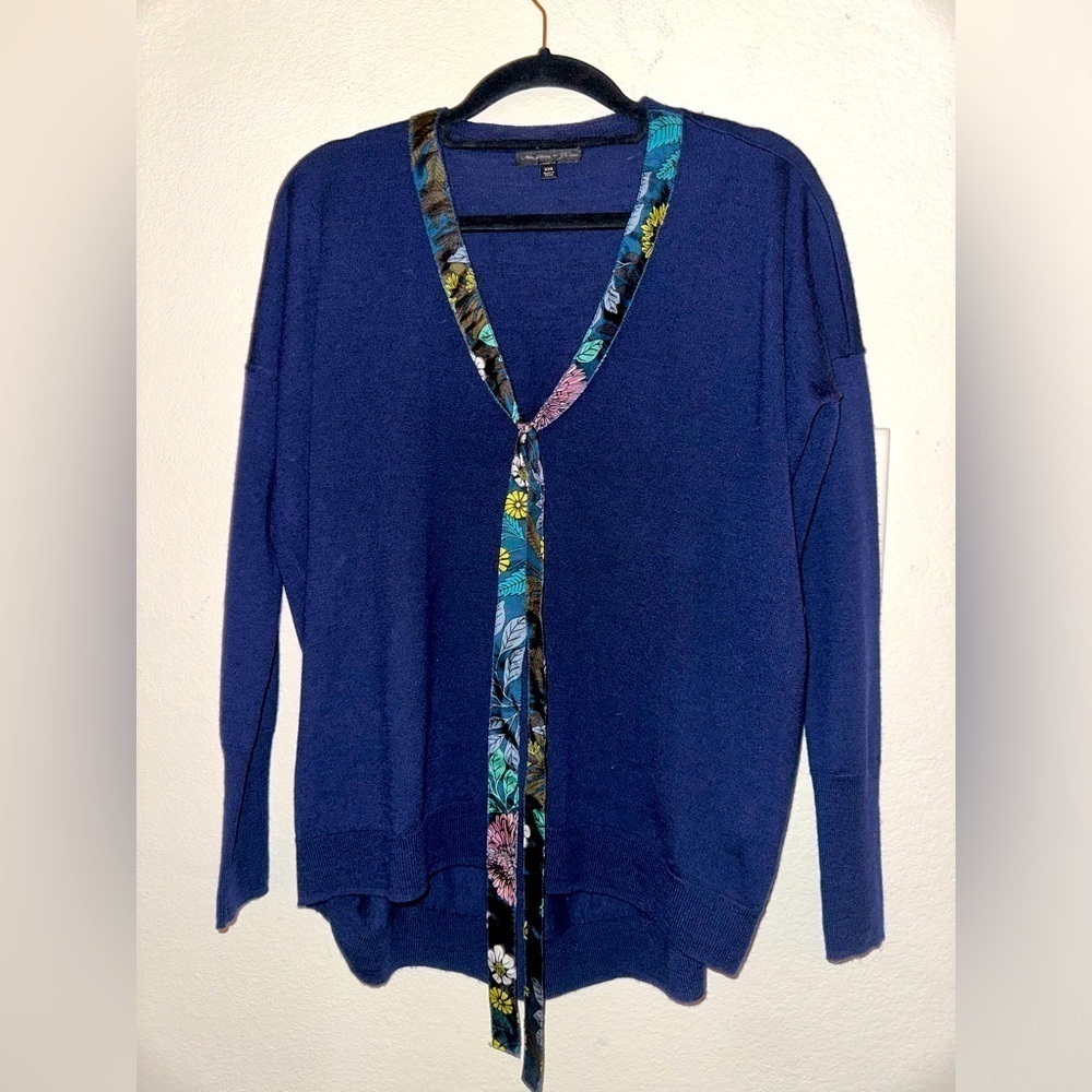 Abigail Borg for J. Crew women’s merino wool blue sweater blouse XXS office
